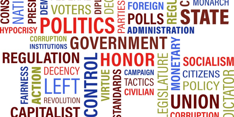 Image of words used in government and political settings